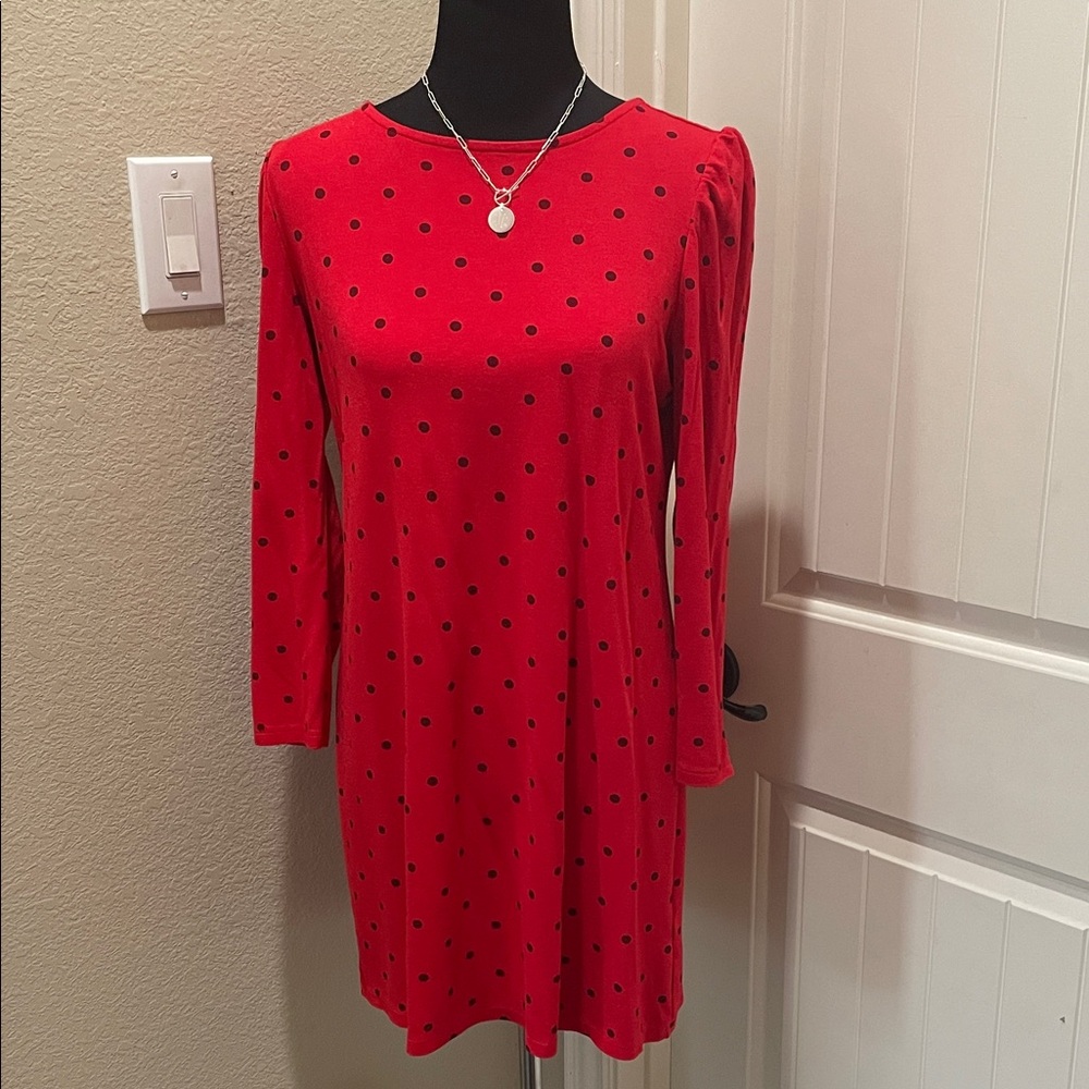 Red Polka Dot Long-Sleeve Dress